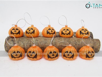 Set 10 quả bí ngô mini Halloween có dây treo ĐK6cm BN02
